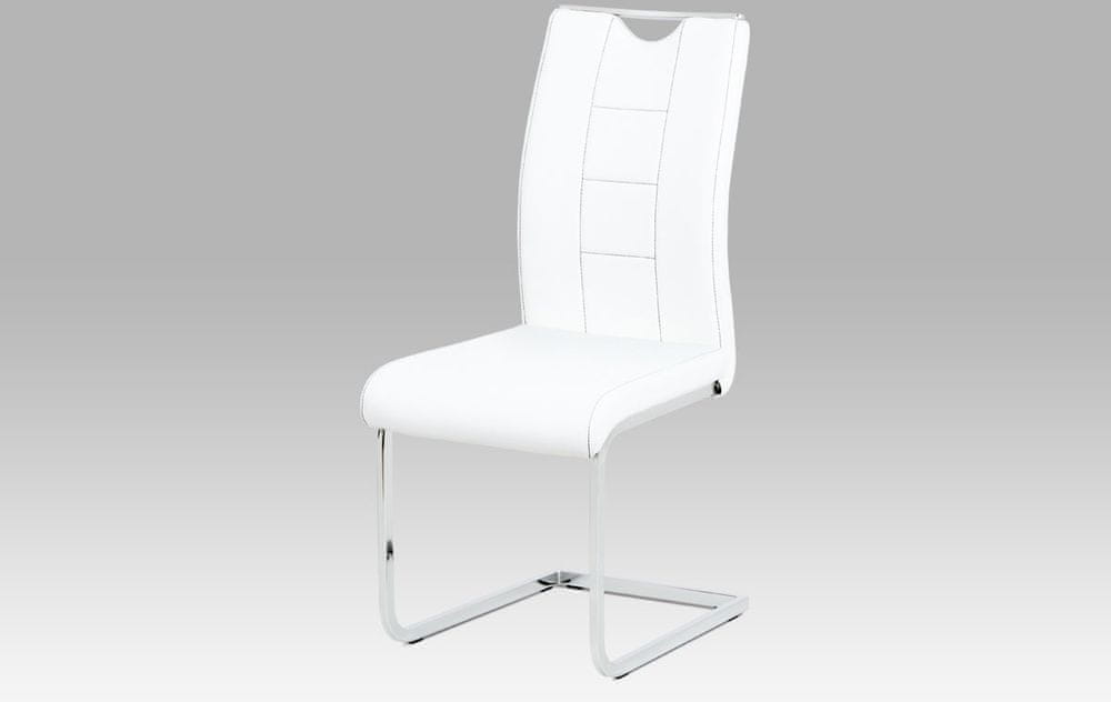 Autronic Jedálenská stolička biela koženka / chróm DCL-411 WT